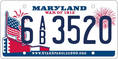 MD license plate 6AB3520