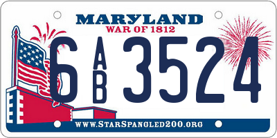 MD license plate 6AB3524