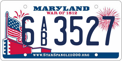 MD license plate 6AB3527