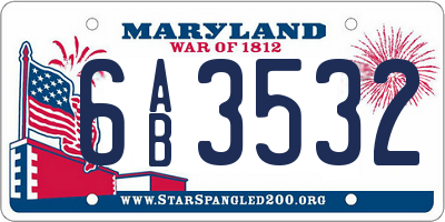 MD license plate 6AB3532