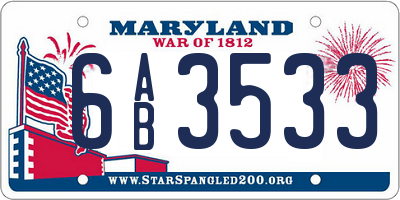 MD license plate 6AB3533