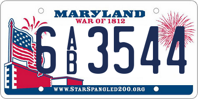 MD license plate 6AB3544