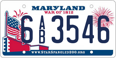 MD license plate 6AB3546
