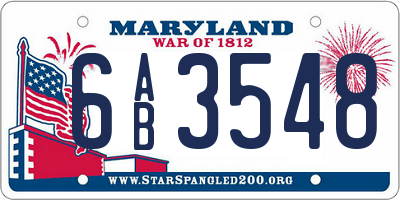 MD license plate 6AB3548