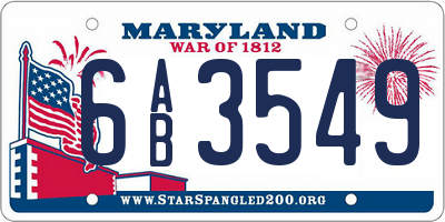 MD license plate 6AB3549