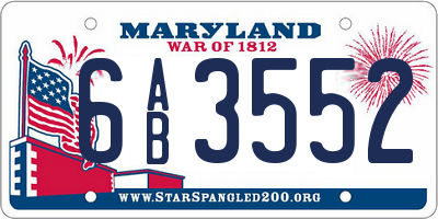 MD license plate 6AB3552