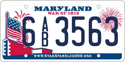 MD license plate 6AB3563