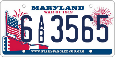 MD license plate 6AB3565