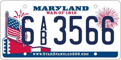 MD license plate 6AB3566