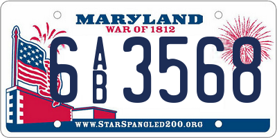 MD license plate 6AB3568