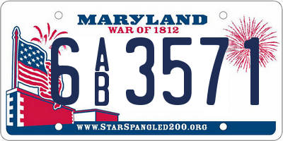 MD license plate 6AB3571