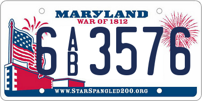 MD license plate 6AB3576