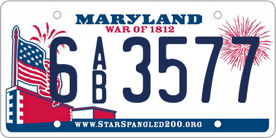 MD license plate 6AB3577