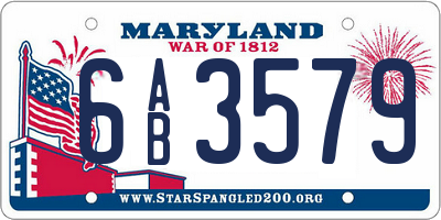 MD license plate 6AB3579