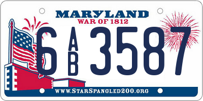 MD license plate 6AB3587