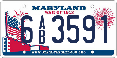 MD license plate 6AB3591