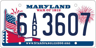 MD license plate 6AB3607