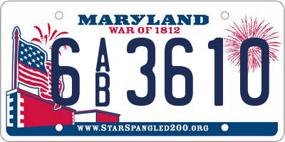 MD license plate 6AB3610