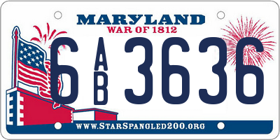 MD license plate 6AB3636