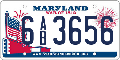 MD license plate 6AB3656