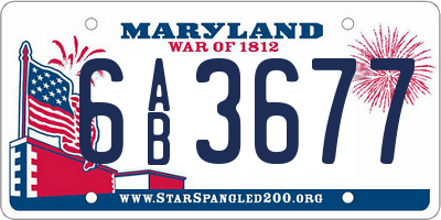 MD license plate 6AB3677