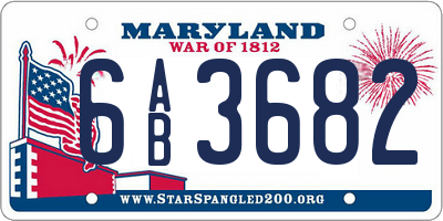 MD license plate 6AB3682