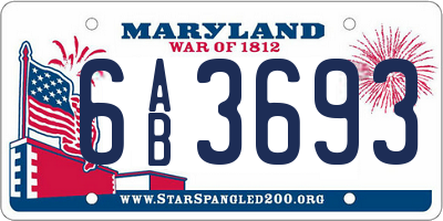 MD license plate 6AB3693