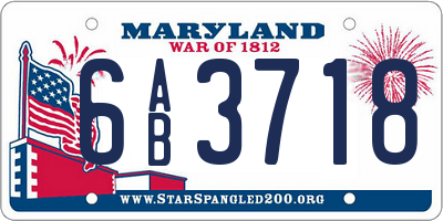 MD license plate 6AB3718