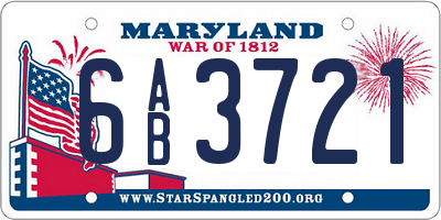 MD license plate 6AB3721