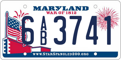 MD license plate 6AB3741