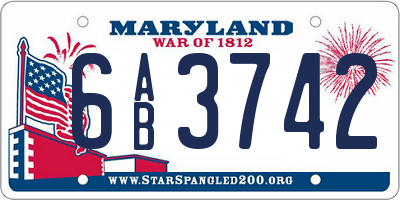 MD license plate 6AB3742