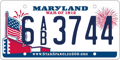 MD license plate 6AB3744