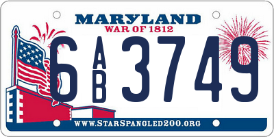 MD license plate 6AB3749