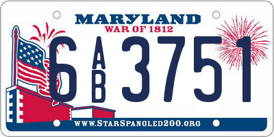 MD license plate 6AB3751