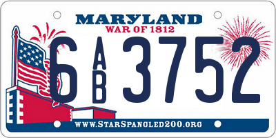 MD license plate 6AB3752