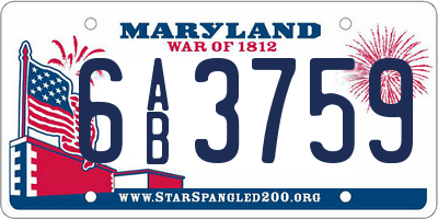 MD license plate 6AB3759