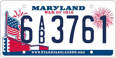 MD license plate 6AB3761