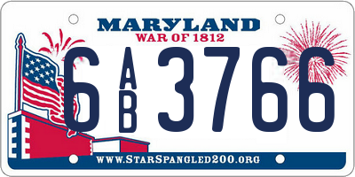 MD license plate 6AB3766