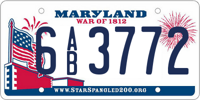 MD license plate 6AB3772