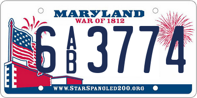 MD license plate 6AB3774