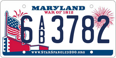 MD license plate 6AB3782