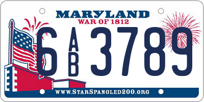 MD license plate 6AB3789