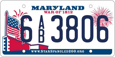 MD license plate 6AB3806