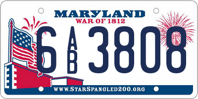 MD license plate 6AB3808