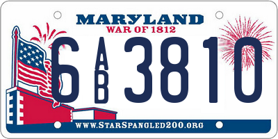 MD license plate 6AB3810