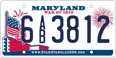 MD license plate 6AB3812