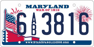 MD license plate 6AB3816