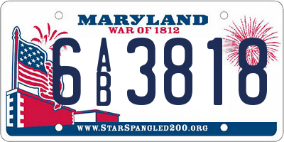 MD license plate 6AB3818