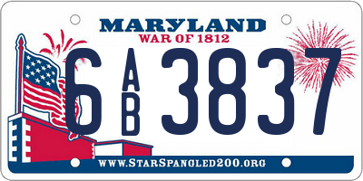 MD license plate 6AB3837