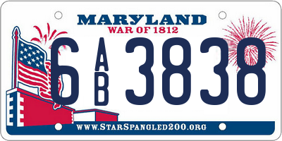 MD license plate 6AB3838